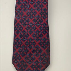 Hermes Red and Blue Patterned Tie